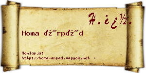 Homa Árpád névjegykártya