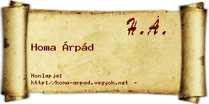 Homa Árpád névjegykártya